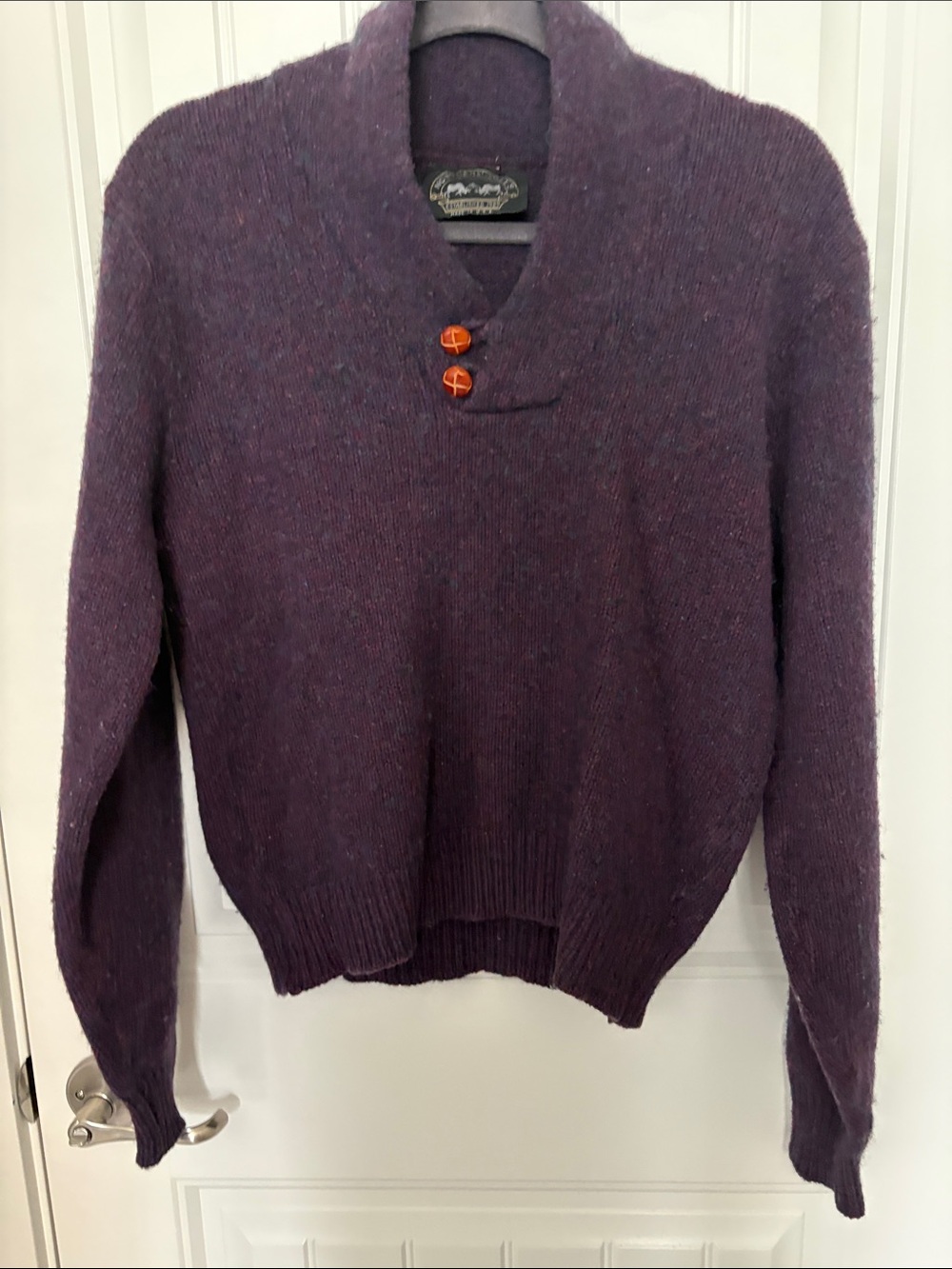 Vintage Northern Isles Mountain Wool Shawl Collar Sweater Men L USA